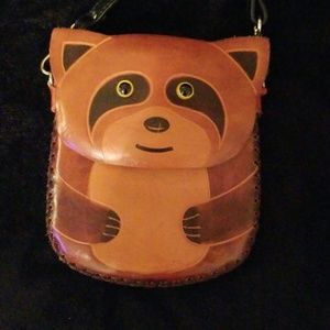 Handmade leather Raccoon Cross-Body Purse